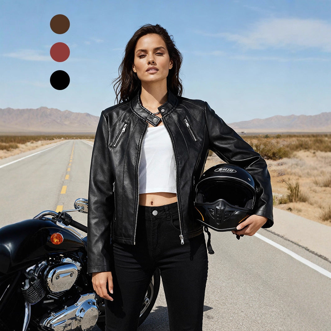 Stand-up collar slim-fit jacket