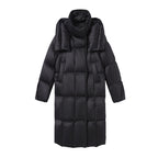 Long knee-length thickened loose white duck down jacket
