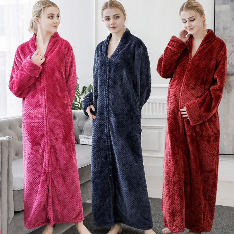 Thickened and extra long flannel pajamas, pineapple plaid pajamas