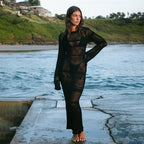 Shirt knitted hollow see-through dress