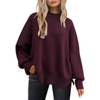crew neck bat wing long-sleeved sweater