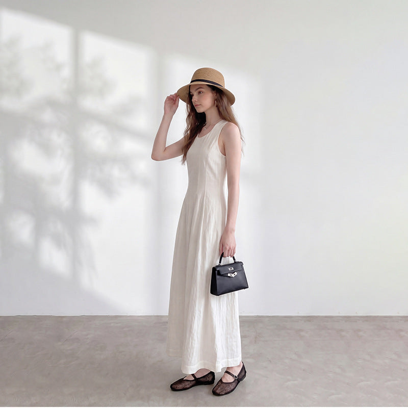 Back waist hollow sleeveless dress
