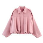 Suede Zip Casual Jacket Top