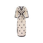Printed belt hemp dress