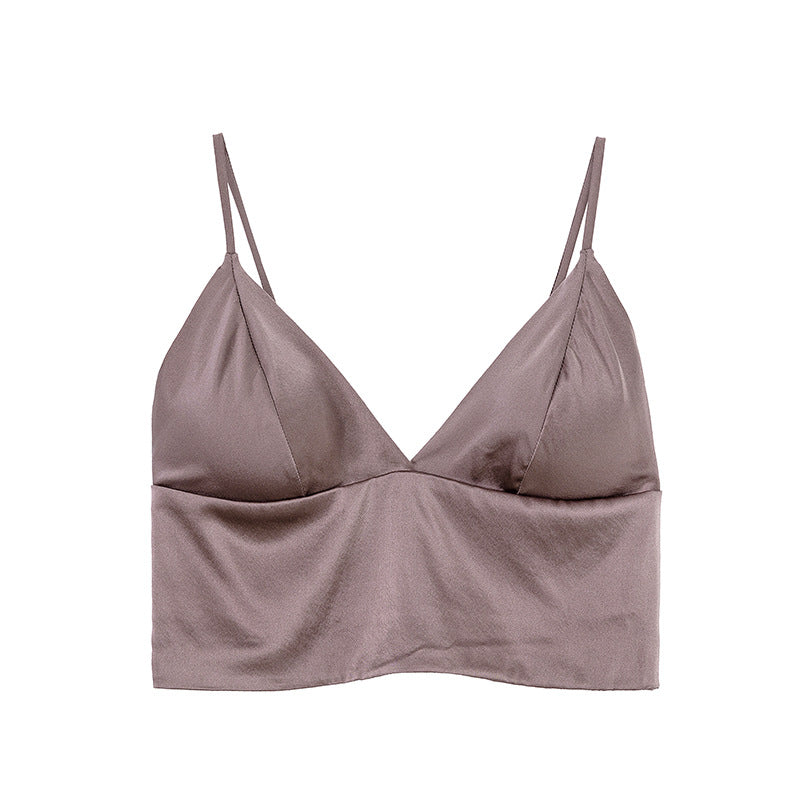 Yuyue Silk Camisole Bra - Lightweight Wire-Free Women's Mulberry Silk Underwear with Adjustable Thin Straps