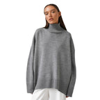 Solid color turtleneck knitted sweater
