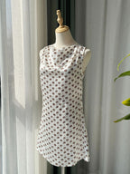 Coffee bean print loose satin dress