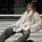 Fur fur long-sleeved cardigan top