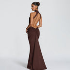 Solid color sexy slim-fit backless fishtail dress