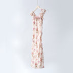 Little Rose Temperament Mulberry Silk Lotus Leaf Edge Dress