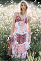 Sleeveless suspenders, digitally printed dress