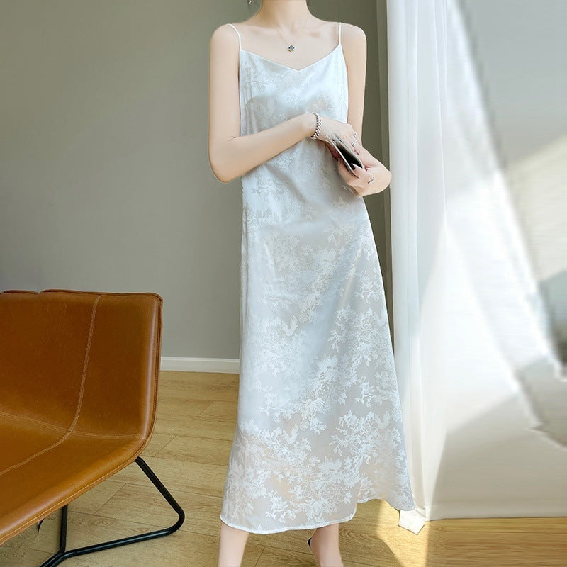 Silk mulberry silk suspender dress