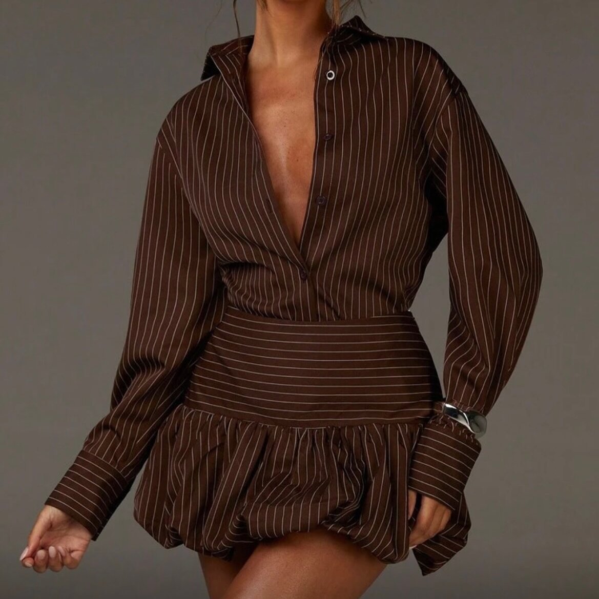 Shirt collar long sleeve waist shirt