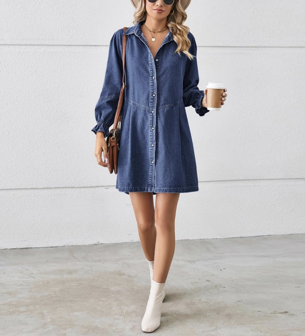 Lantern sleeve loose dress