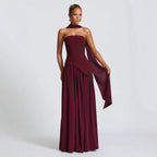 Tube top solid color split dress