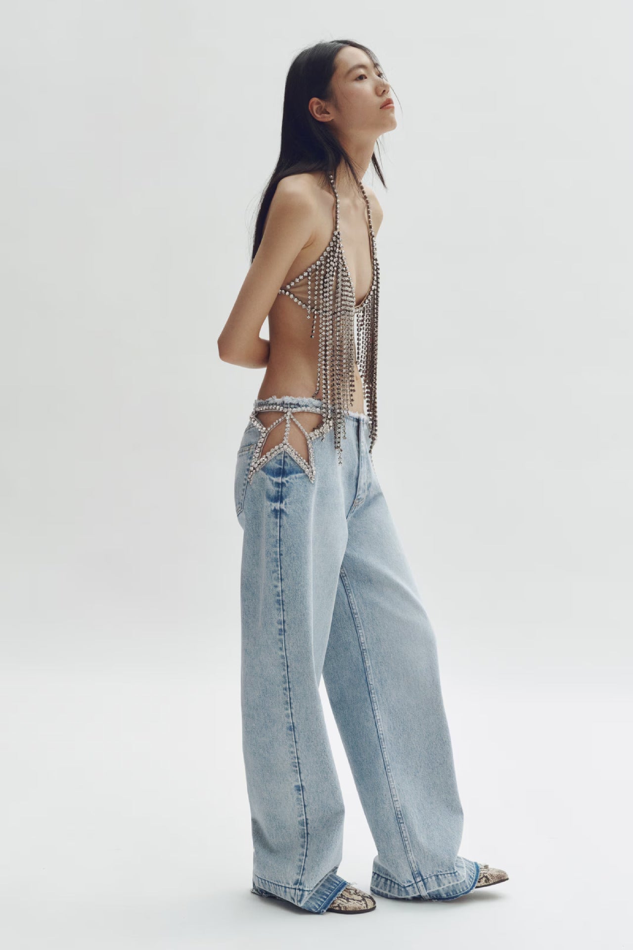 Hollow pocket jeans