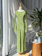 Silk floor-to-ceiling dress crew neck dress