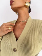 Solid color cardigan knitted breasted cardigan