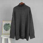 Solid color turtleneck knitted sweater