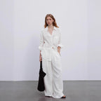 Linen Silhouette V-Neck Shirt Long Sleeve Shirt