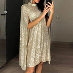 Beaded long-sleeved split dress
