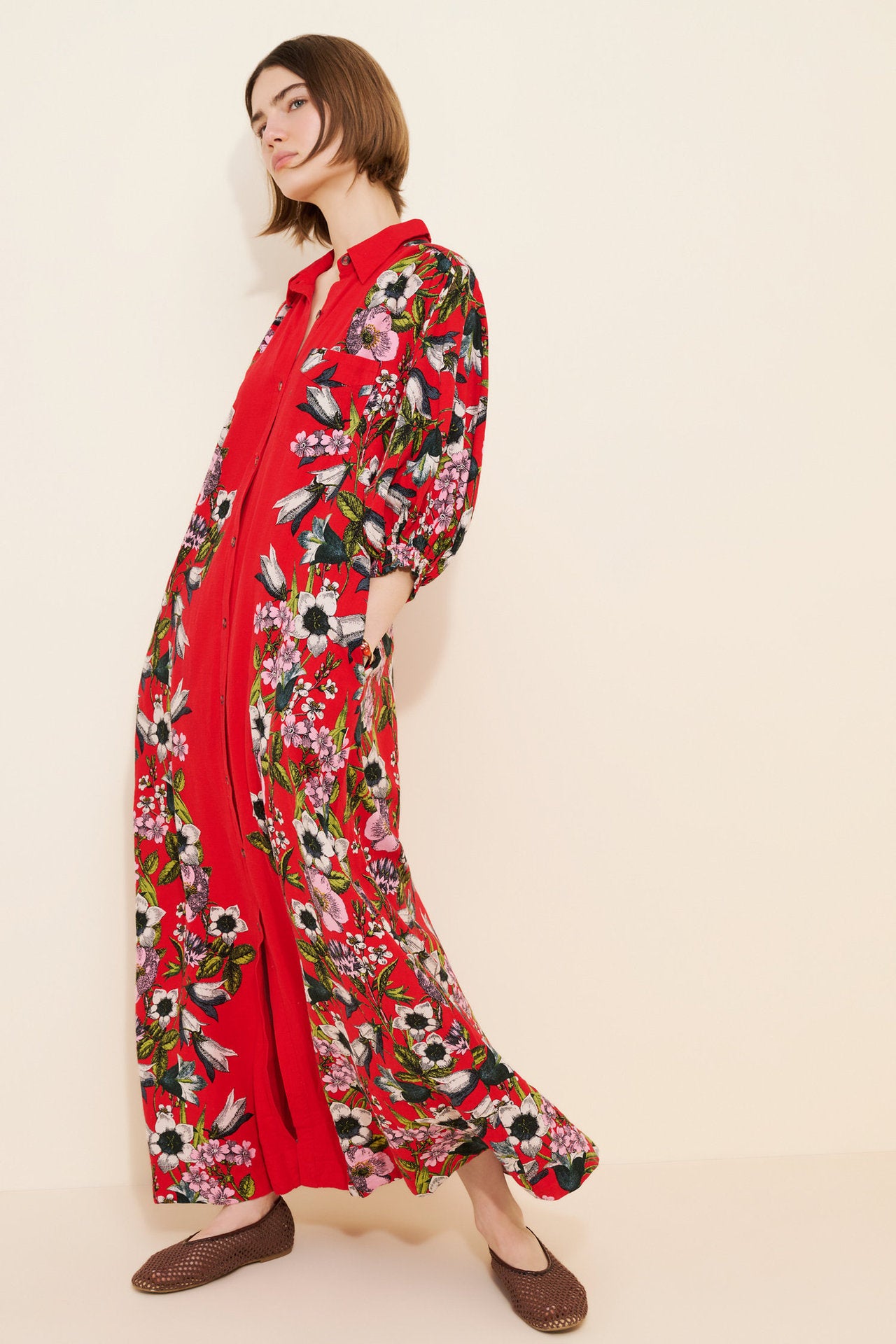 Printed shirt dress