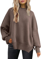 crew neck bat wing long-sleeved sweater