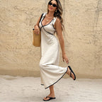 Sleeveless vest skirt backless dress