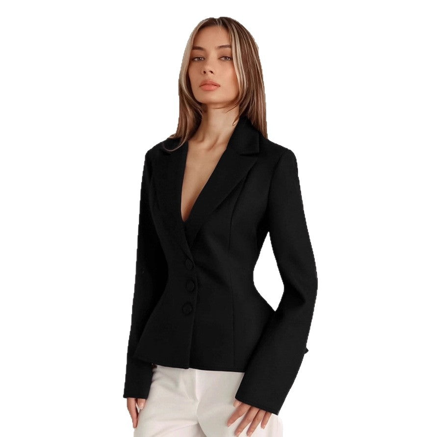 Waist pleated small suit slim fit suit