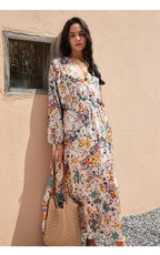 Floral summer pleated floral print dress