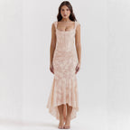 Sleeveless sexy fashion one-word neck tight dress