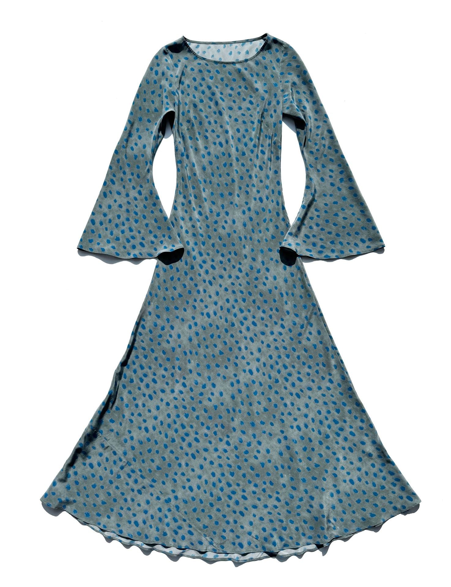 Silk floor-to-ceiling dress crew neck dress