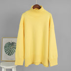 Solid color turtleneck knitted sweater