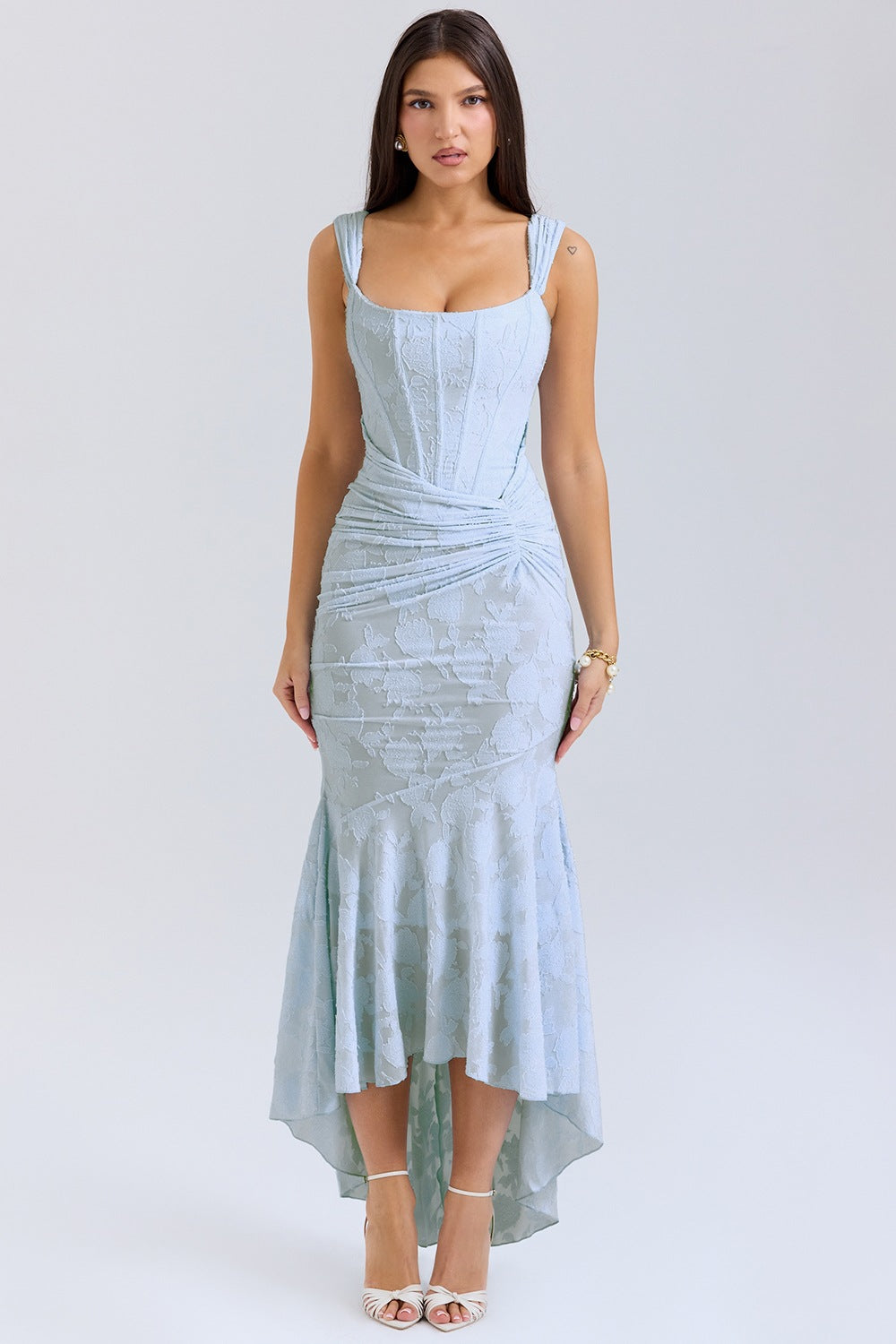Sleeveless sexy fashion one-word neck tight dress