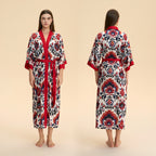 Satin chiffon bathrobe shuffle print nightgown