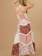 Sleeveless suspenders, digitally printed dress