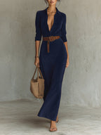 Suede waist long dress shirt skirt with belt