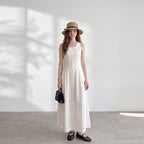 Back waist hollow sleeveless dress