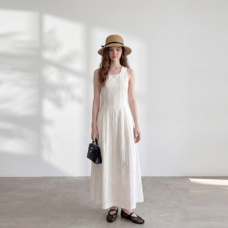 Back waist hollow sleeveless dress