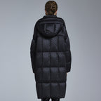 Long knee-length thickened loose white duck down jacket