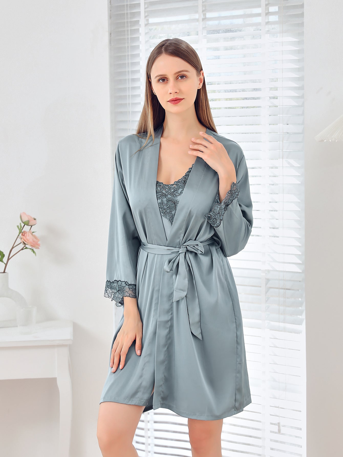 Silk suspender shorts nightgown V-collar loungewear