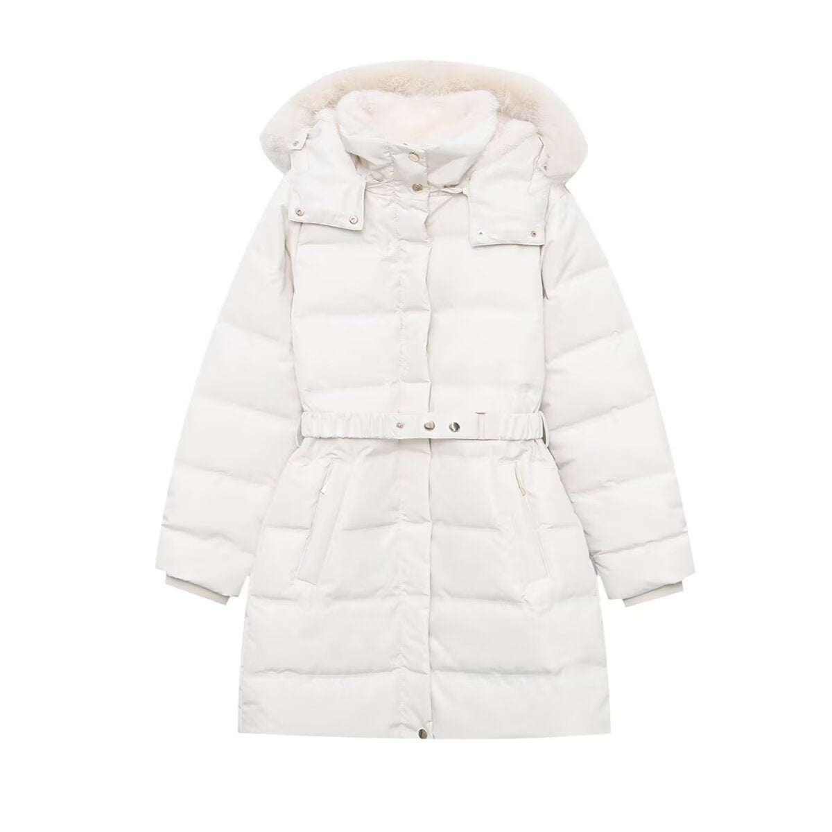 Simple thermal hooded down jacket
