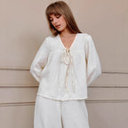 Lace-up long-sleeved trousers loose pajama set