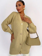 Solid color cardigan knitted breasted cardigan
