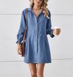 Lantern sleeve loose dress