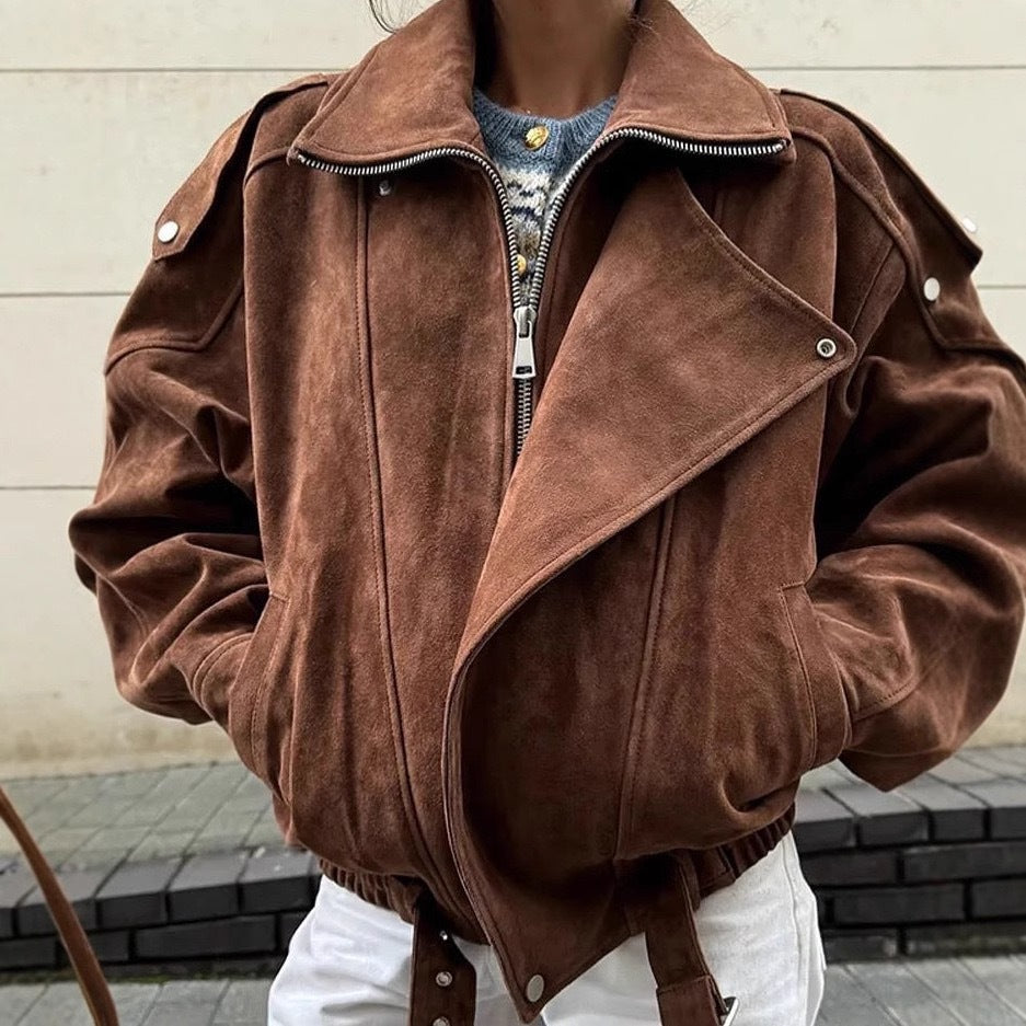 Casual brown loose jacket