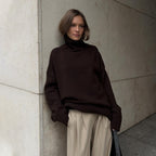 Solid color turtleneck knitted sweater