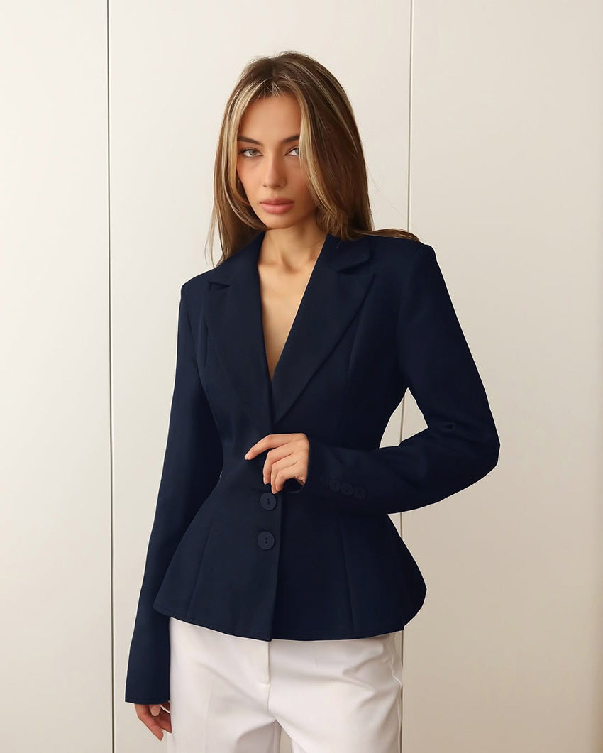 Waist pleated small suit slim fit suit