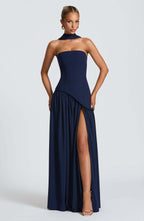 Tube top solid color split dress