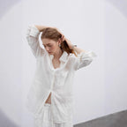 Linen Silhouette V-Neck Shirt Long Sleeve Shirt
